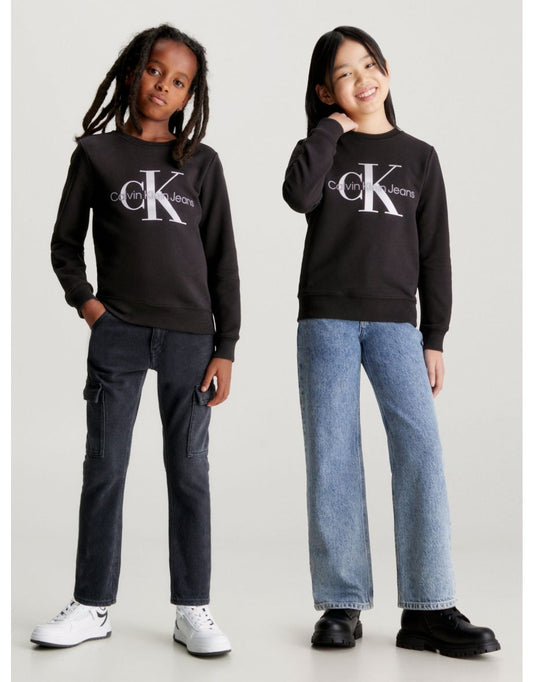 Moletom com logotipo de monograma da Calvin Klein Kids em preto