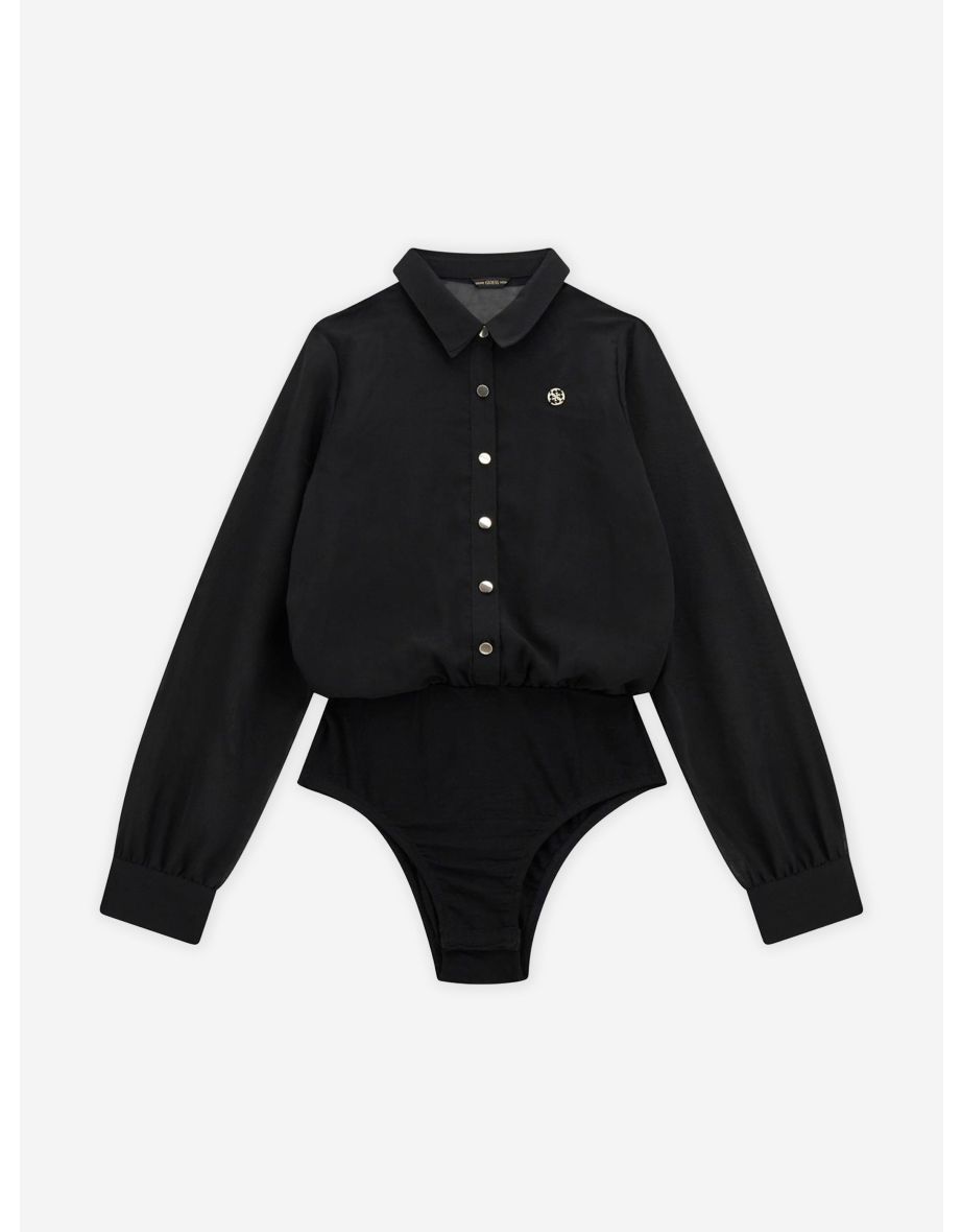 Camicia body bambina in chiffon nero