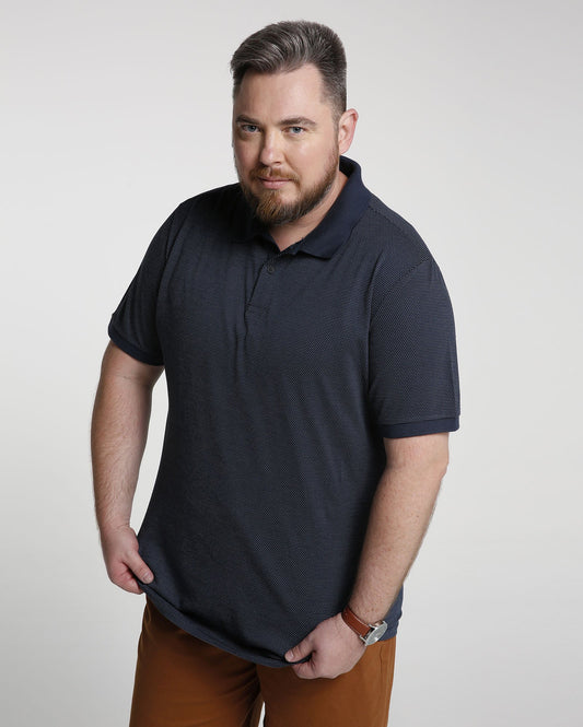 Camisa polo de bolinhas plus size - azul
