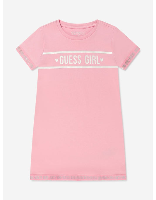 Vestito con maglietta con logo rosa da bambina