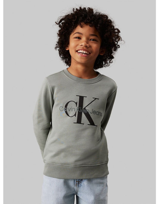 Moletom infantil com logotipo de monograma em verde