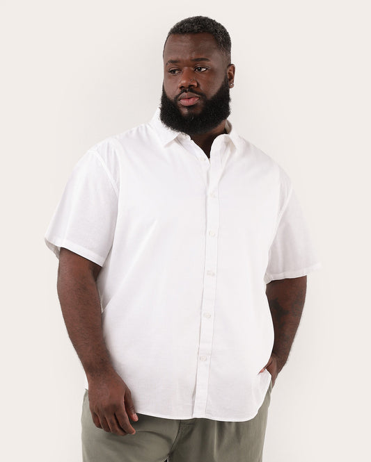 Camisa de linho regular plus size masculina - Branca | Original Plus By Riachuelo