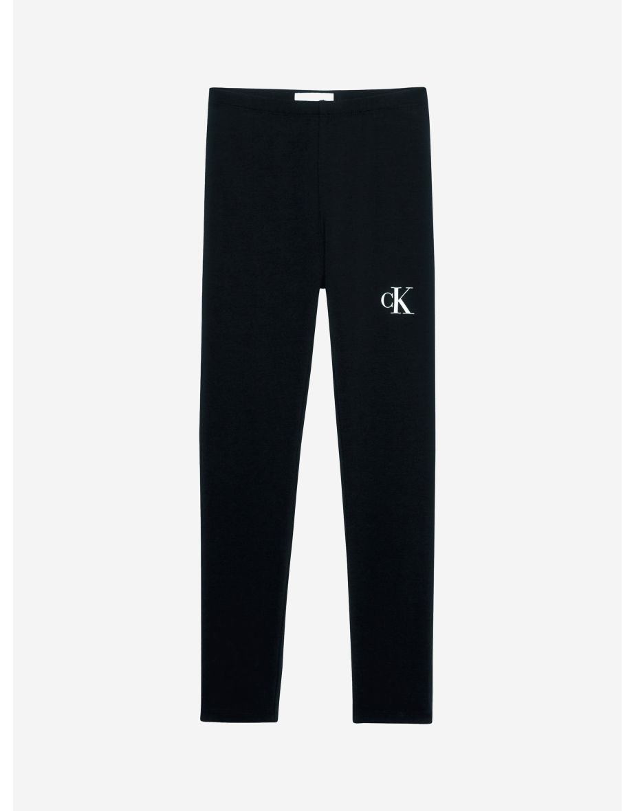 Leggings con logo Calvin Klein da bambina in nero
