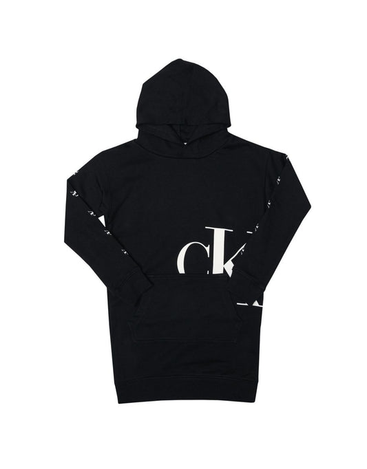 Vestido com capuz de algodão orgânico Calvin Klein Junior Girls' em preto