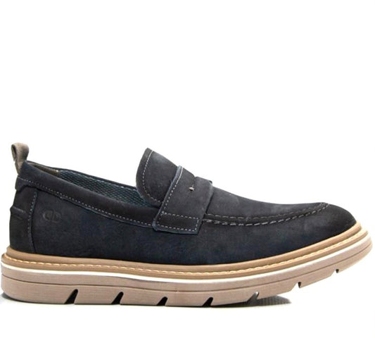 Mocasines Jeff para hombre en piel nobuck azul marino
