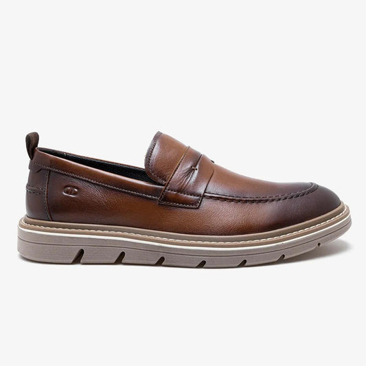 Mocasines de cuero marrón tostado para hombre de Jeff