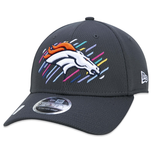 Berretto esclusivo New Era - 9FORTY Stretch Snap Denver Broncos Crucial Catch Tesa curva Edizione nera