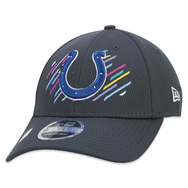 Berretto esclusivo New Era - 9FORTY Stretch Snap Indianapolis Colts Crucial Catch Tesa curva Edizione Nera