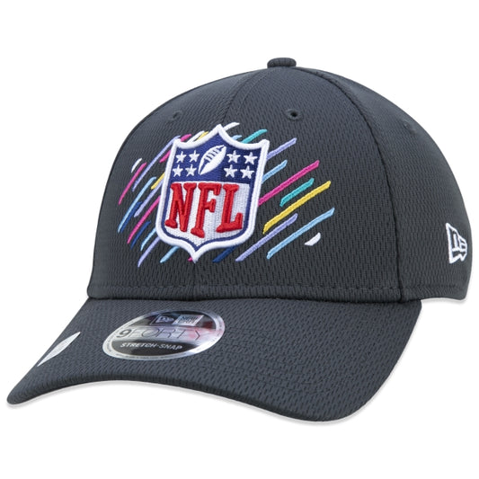 Cappello esclusivo New Era - 9FORTY Stretch Snap NFL Logo ufficiale Crucial Catch Tesa curva Edizione nera