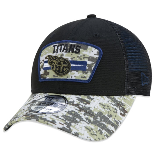 Berretto esclusivo New Era - 9FORTY Trucker Tennessee Titans Salute To Service NFL Snapback a tesa curva Edizione nera