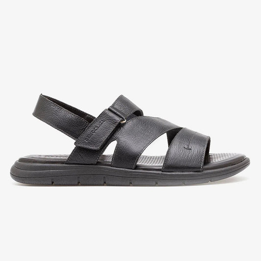 Sandalias de piel vaquera negra para hombre