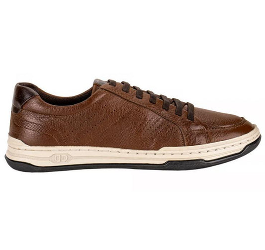 Zapatillas casual de piel para hombre en marrón coñac