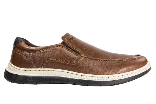 Zapatillas de piel para hombre en color coñac