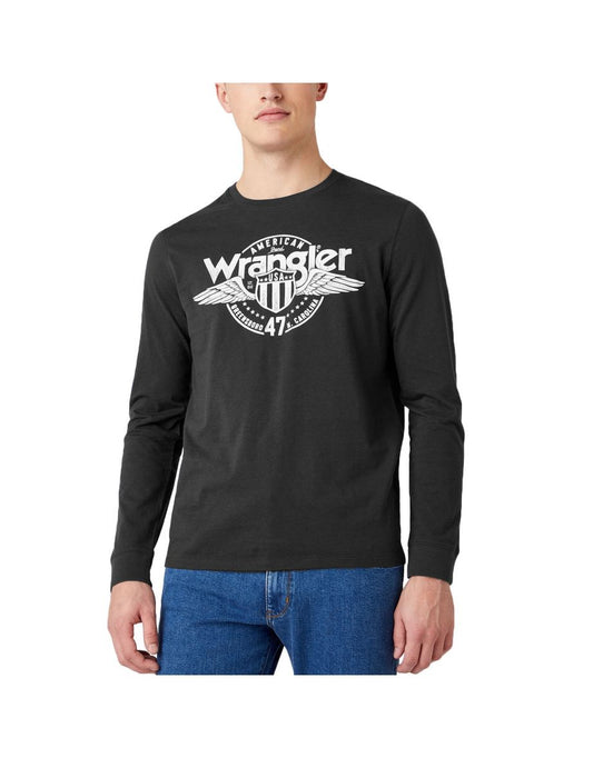 Wrangler Men's Americana Long Sleeve Crew Neck Cotton T-Shirt