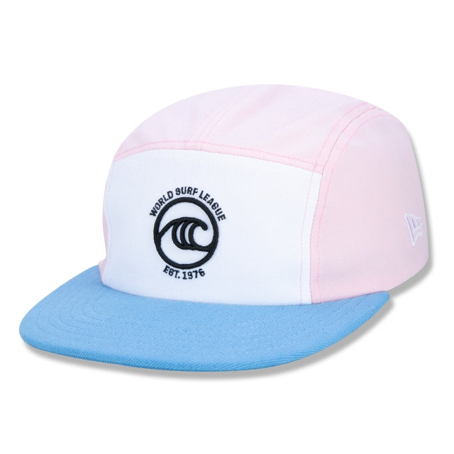Cappello New Era Exclusive - Cappello ufficiale WSL Surf a tesa piatta Tricolore Rosa Blu Bianco Edizione