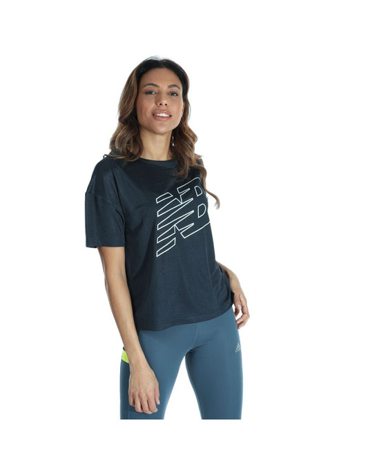 Maglietta New Balance Achiever Mesh Graphic Donna - Blu