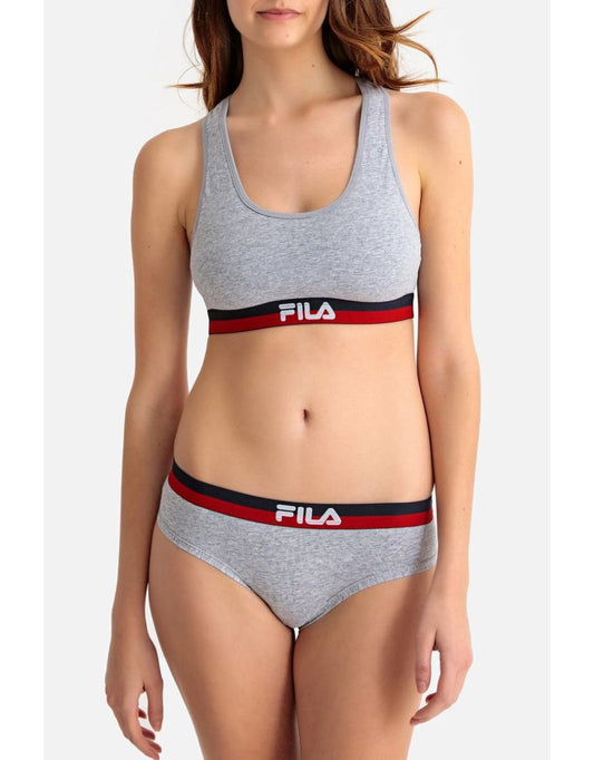 Reggiseno sportivo non imbottito in cotone con logo