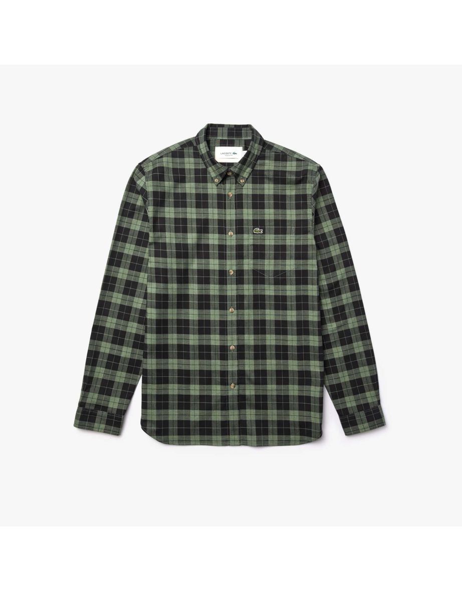 Camisa masculina de manga longa em tecido Lacoste