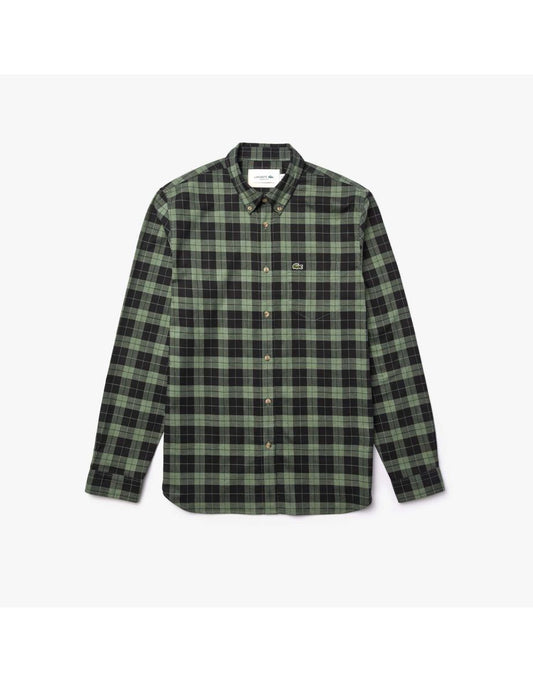 Camisa masculina de manga longa em tecido Lacoste