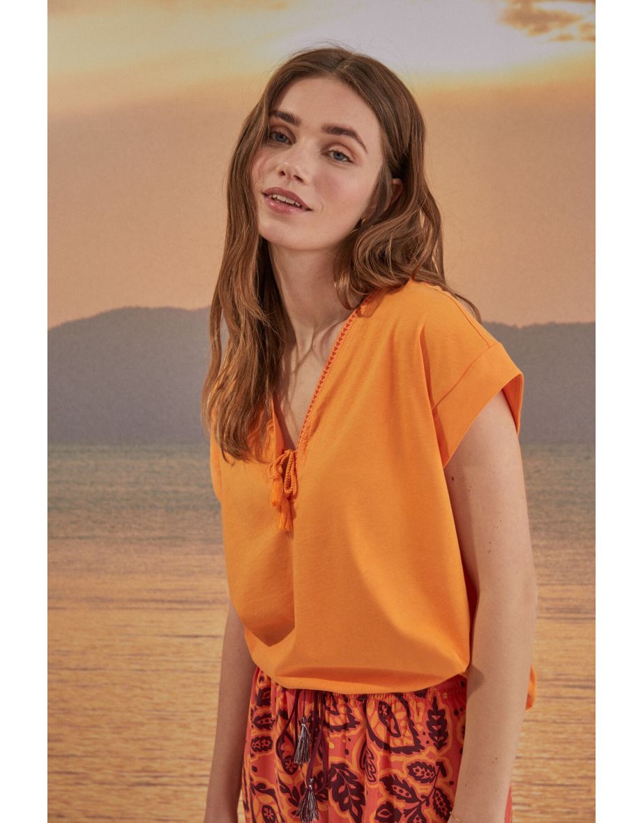 Camiseta naranja 100% algodón