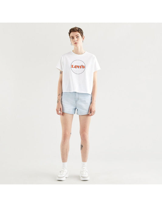 Maglietta cropped in cotone con logo e girocollo