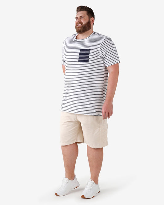 Plus Size Cargo Bermuda Shorts with Elastic Waistband - Khaki