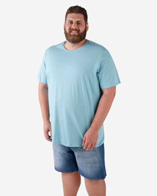 Camiseta básica de manga curta plus size - Azul claro