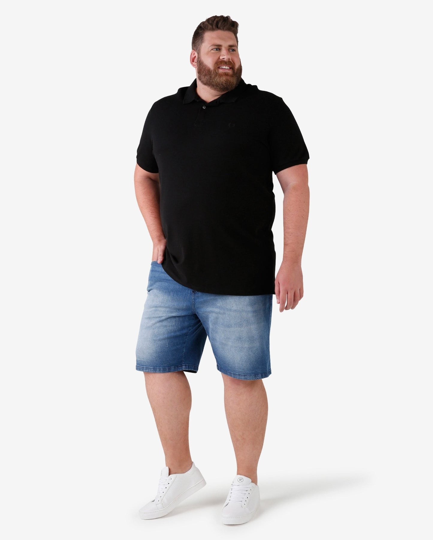 Plus Size Straight Denim Shorts - Medium Wash