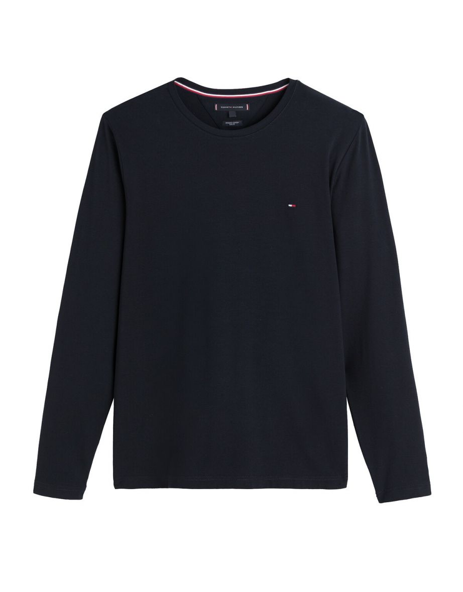 Camiseta de manga larga Slim Fit de algodón orgánico elástico