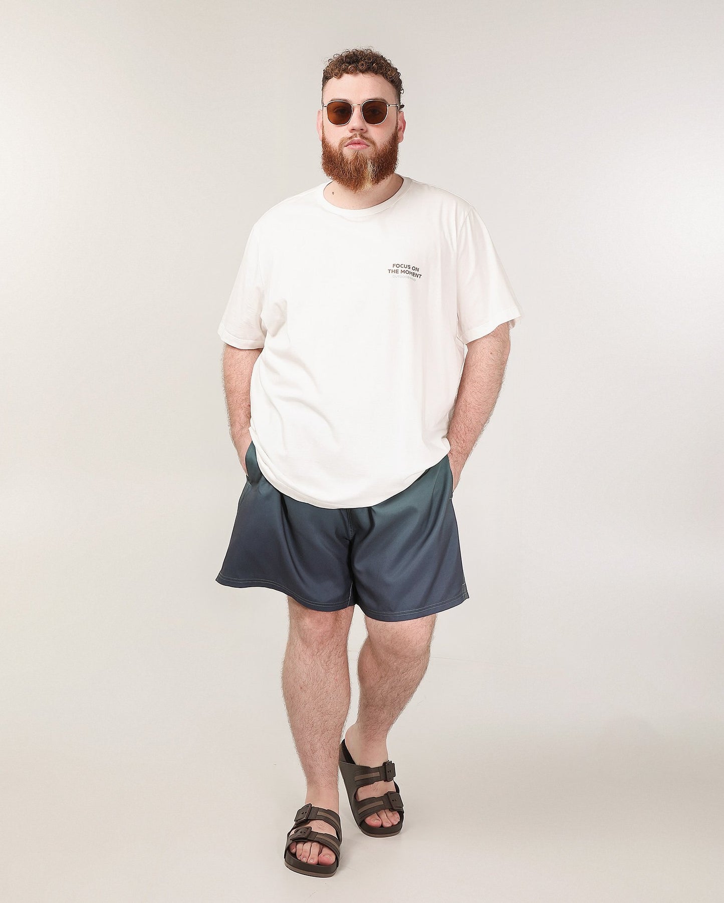 Calção de banho masculino Plus Size Gradiente com cordão verde | Original Plus by Riachuelo
