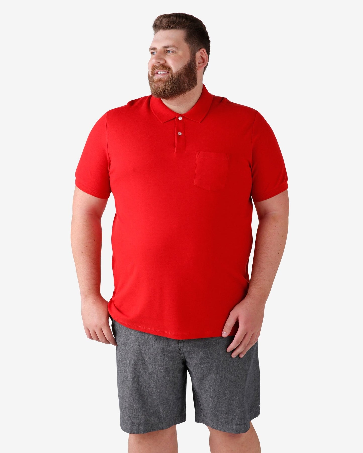 Camisa polo vermelha de manga curta para homens plus size - Legacy Traditional | Pool Basics