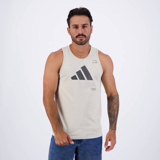 Canotta Adidas Graphic All Gym in beige e grigio