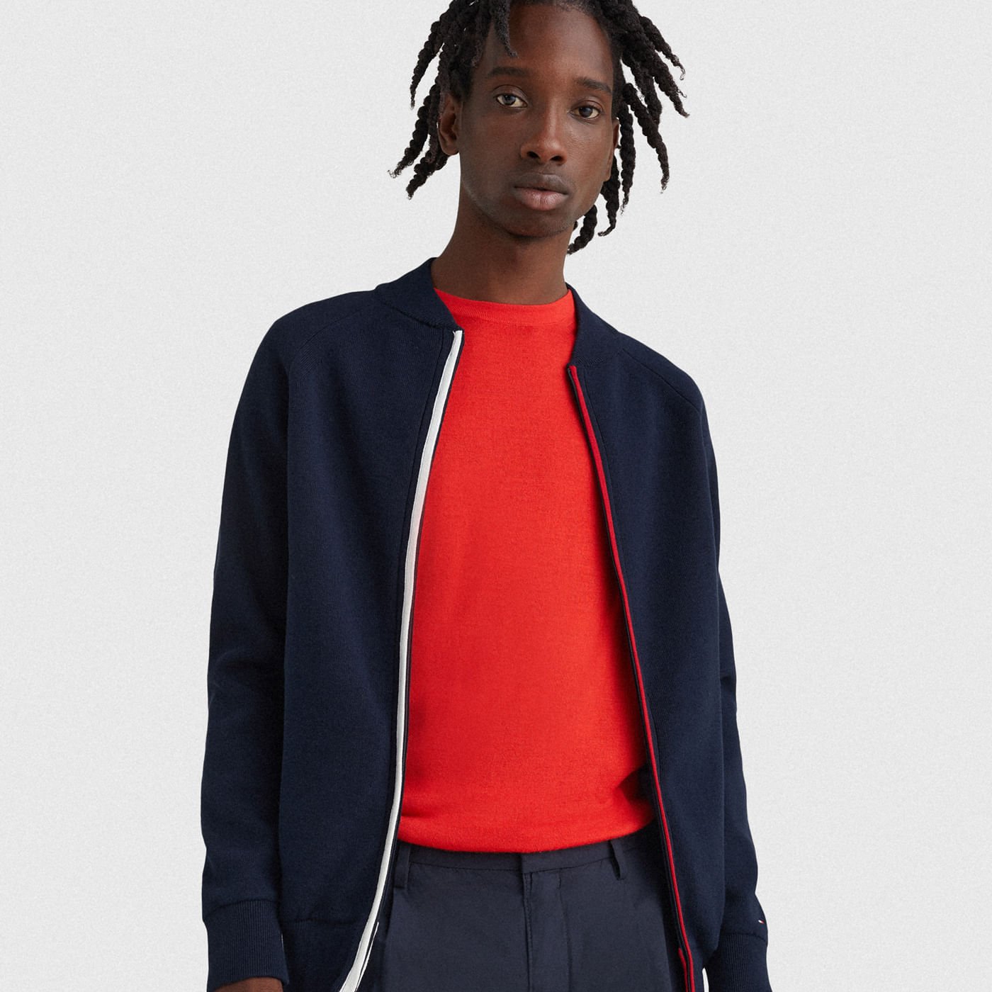 Cardigan Flex blu con chiusura a zip