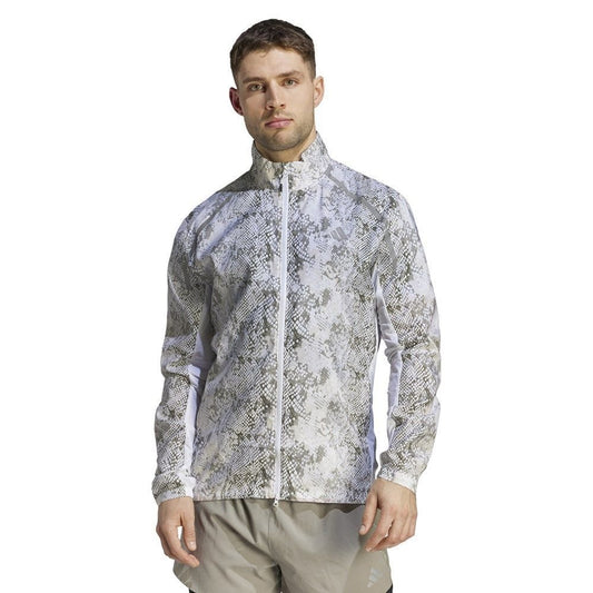 Chaqueta Adidas Marathon con estampado allover para hombre - Blanca