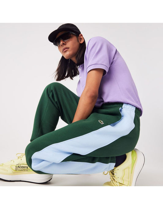 Pantaloni Lacoste da uomo con bande a contrasto in verde