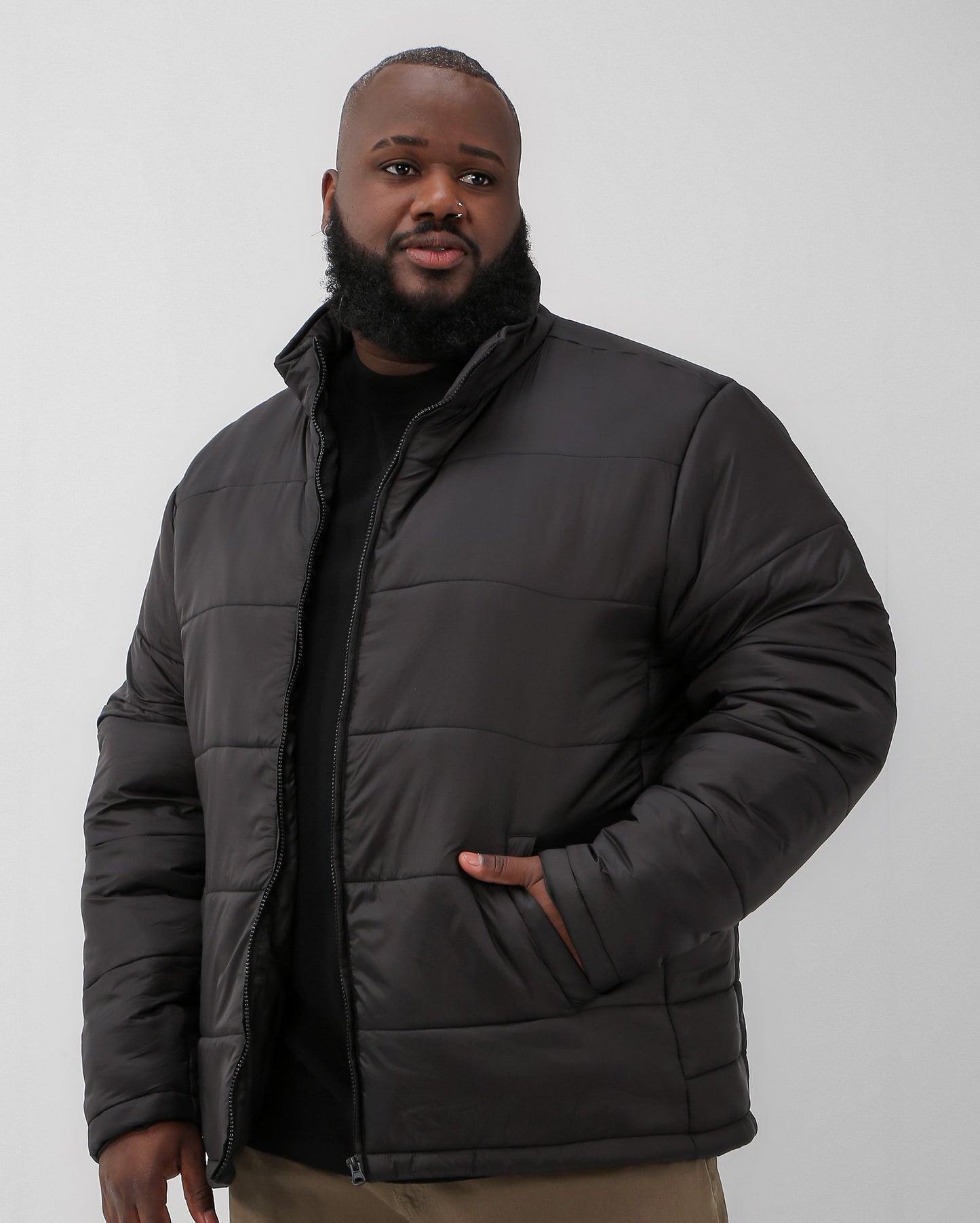Jaqueta Puffer Preta Plus Size Masculina | Allman By Riachuelo
