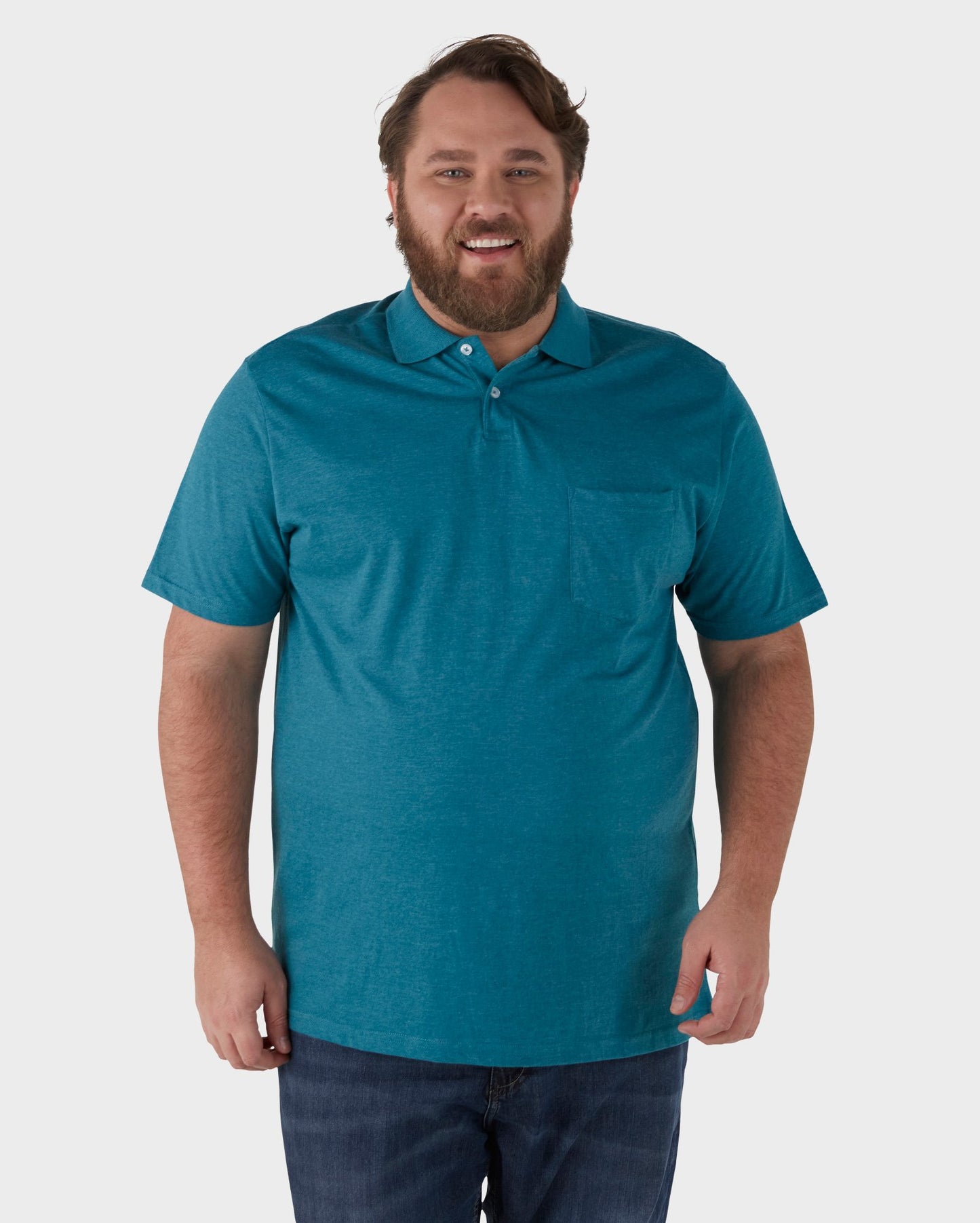 Camisa polo masculina plus size Legacy Half Knit em azul | Pool Basics