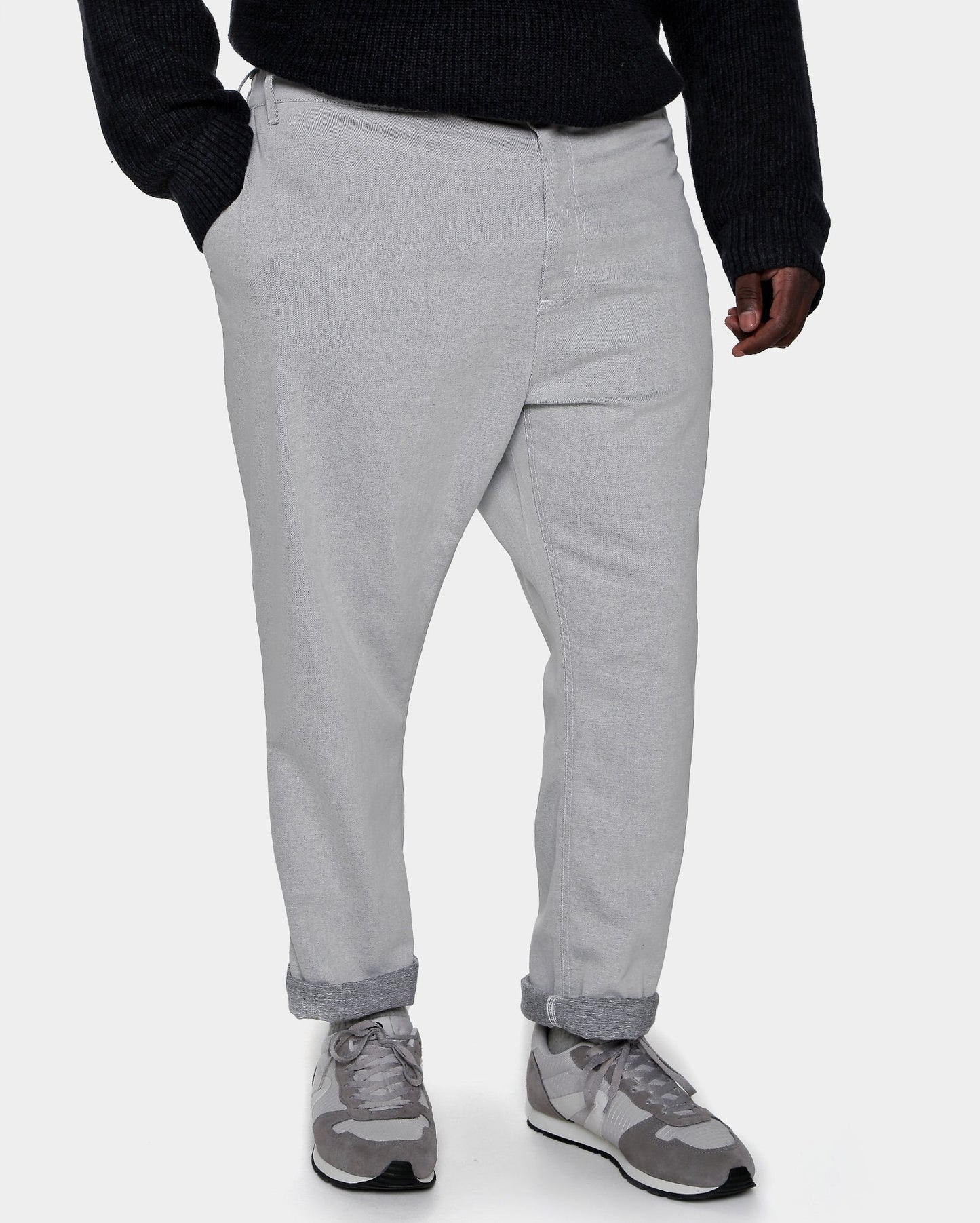 Calças masculinas Plus Size Slim Tailored Light Gray da Allman para Riachuelo