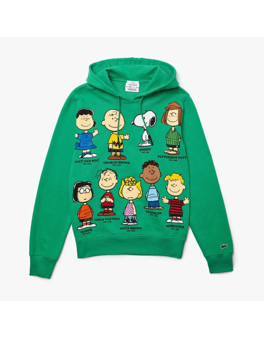 Moletom masculino com capuz unissex Lacoste X Peanuts Classic Fit em verde