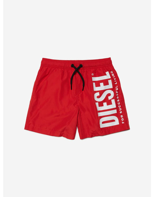 Shorts de banho com logotipo vermelho para meninos