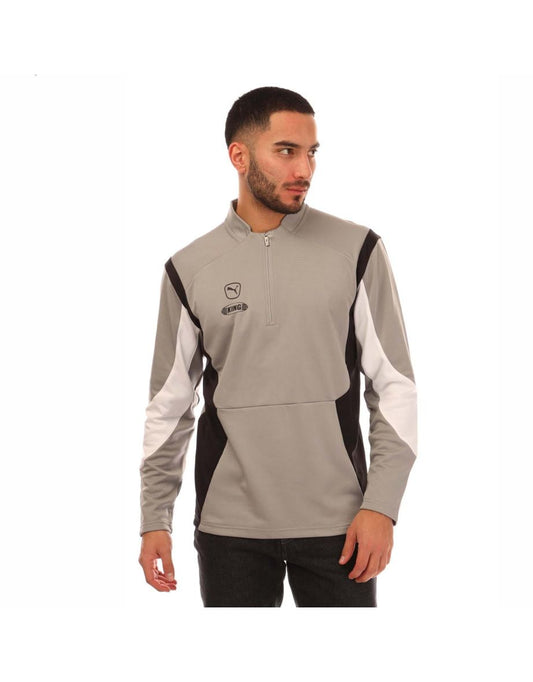 Puma King Pro Quarter Zip Top masculino em cinza