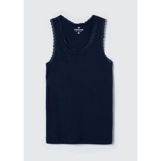 Camiseta de tirantes básica de canalé con ribete de encaje para niña