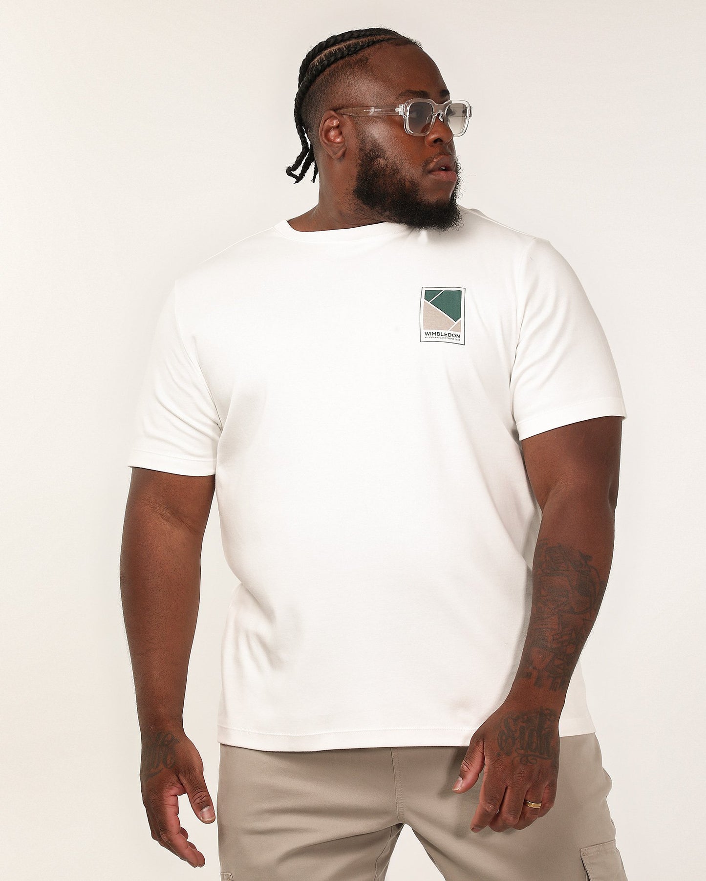 Camiseta masculina Plus Size Regular Fit White Wimbledon | Original Plus da Riachuelo