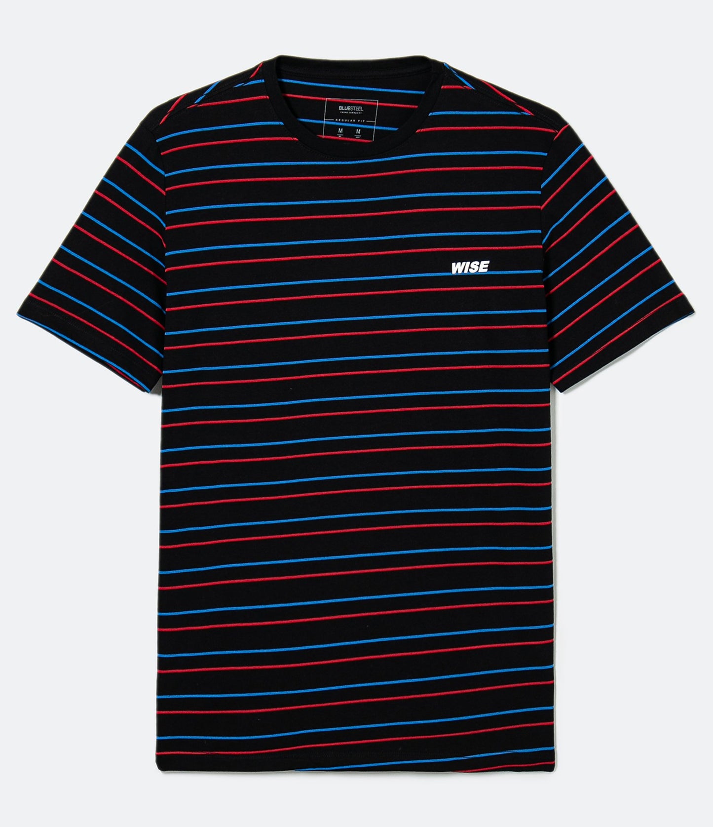 Maglietta a maniche corte a righe con etichetta stampata a lettere nere