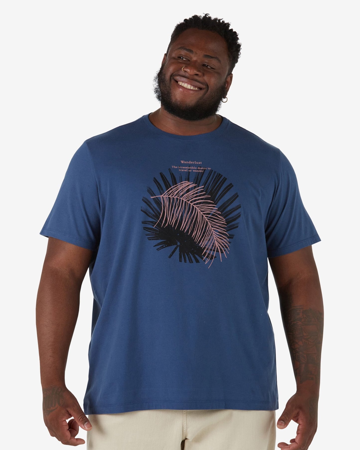 Men's Plus Size Short Sleeve Blue Foliage T-Shirt by Allman for Riachuelo