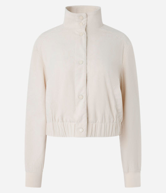 Bomber in velluto a coste beige con colletto alto