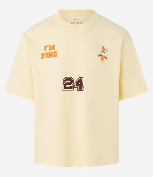 T-Shirt in cotone con stampa ansiolitica in giallo