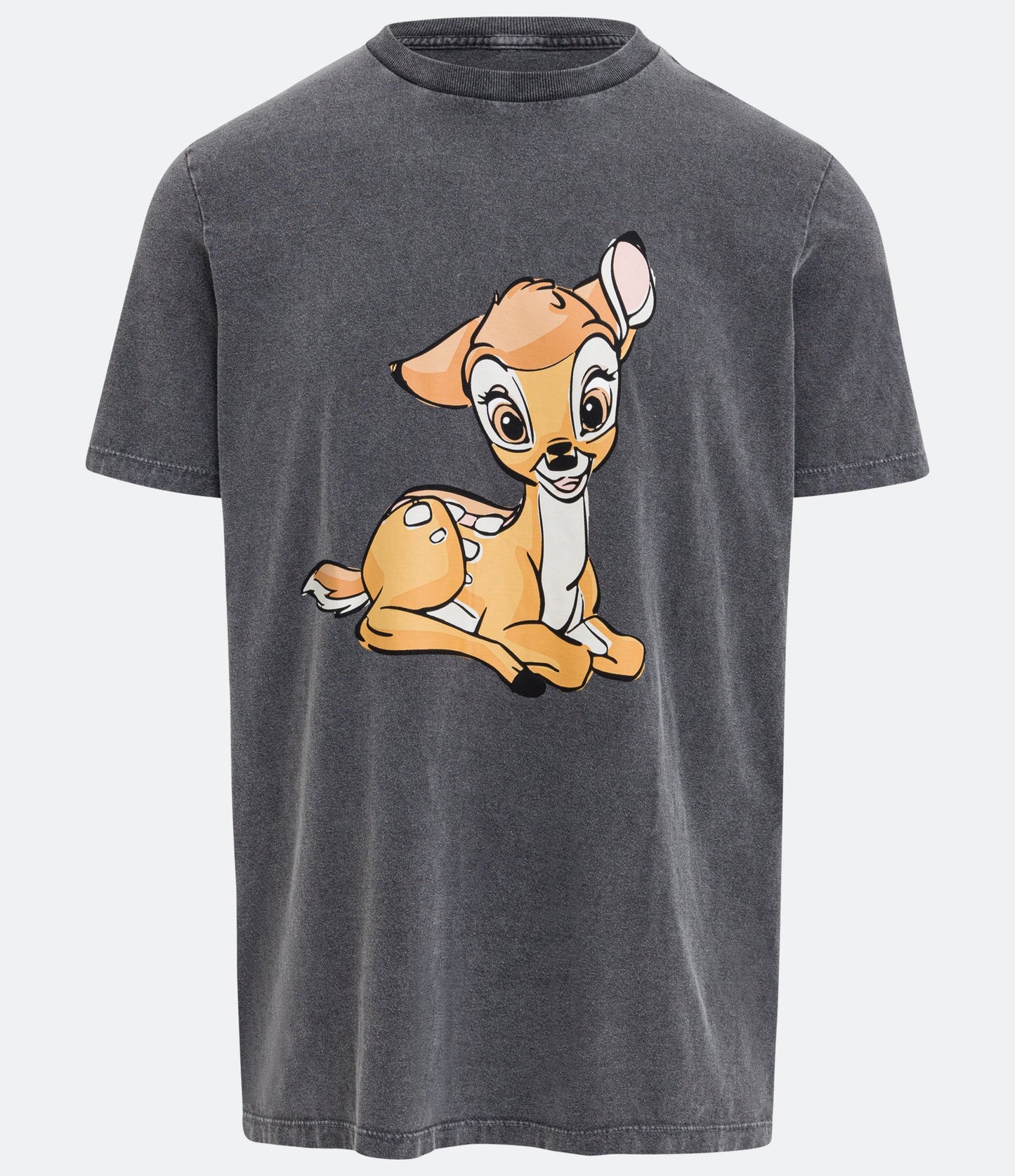 Camiseta cinza de manga curta com estampa de Bambi