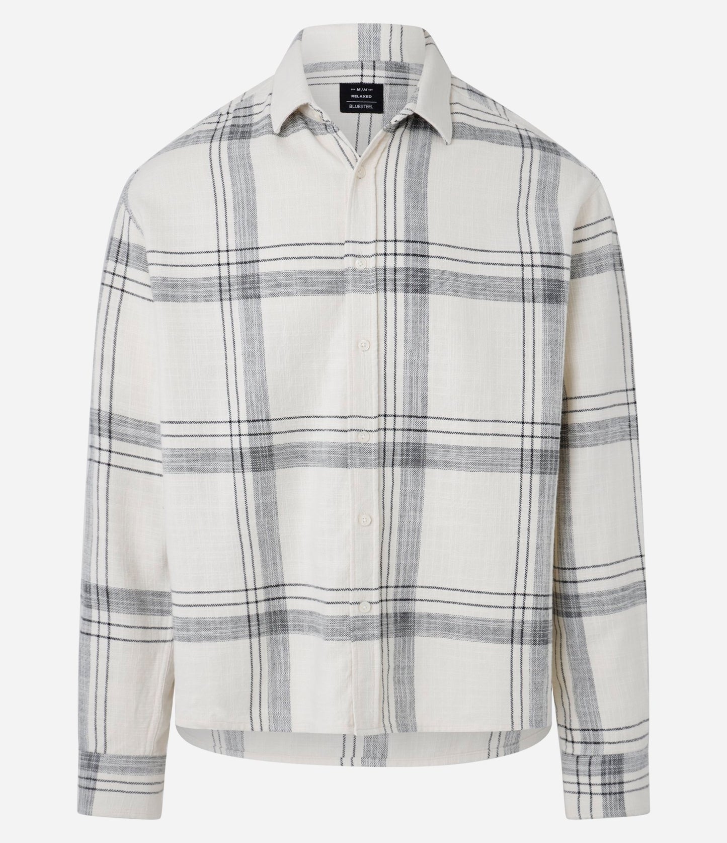 Camicia di flanella dal taglio rilassato con stampa a quadri in bianco e nero