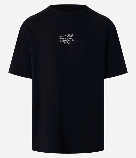 Maglietta in cotone dal taglio rilassato con stampa di statue di marmo nere